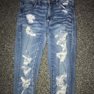 American Eagle Distressed Skinny Jeans (High Rise)